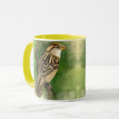 Belle Mug avec petit Bruant - Peinture (Devant gauche)