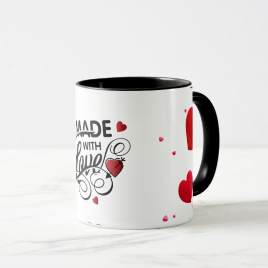 Belle Mug blanche : Fabriquée avec amour (Devant droit)