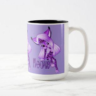 Belle Mug de café de chat de lait mauve