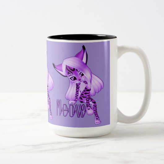 Belle Mug de café de chat de lait mauve (Droit)
