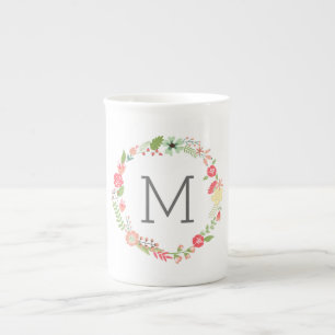 Belle Mug de Chine Monogramme Floral
