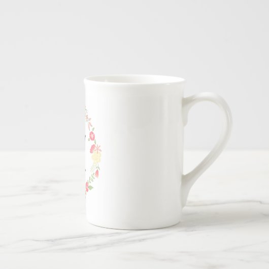 Belle Mug de Chine Monogramme Floral (Droite)