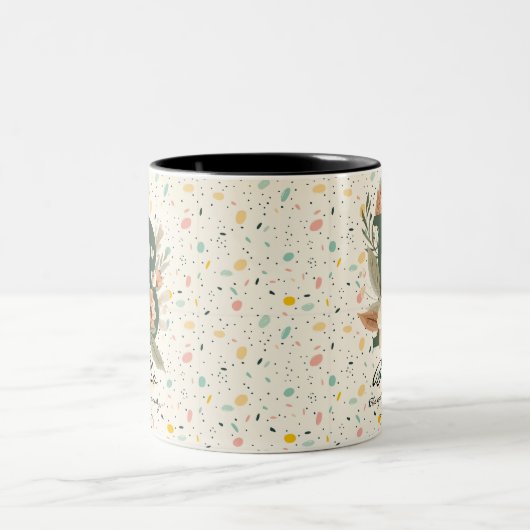 Belle Mug de Monogramme Floral Chic Boho pour Bell (Centre)