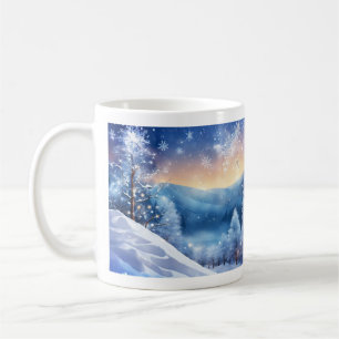 Belle Mug d'hiver Étincelante   Neige Pittoresque