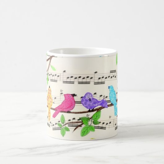Belle Mug d'oiseaux musicaux colorés (Centre)