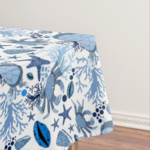 Belle nappe à motif de crabes et tortues de plage