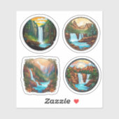 Belle nature à 4 paquets dans Sticker rond (Feuille)