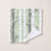 Belle nature d'arbre à oiseaux verts (Gant de toilette)