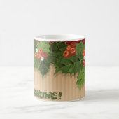 Belle Noël Holly Typographie Fête Mug (Centre)