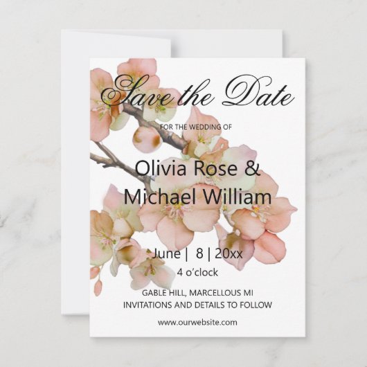 Belle orange rose floral SAVE THE DATE MARIAGE (Devant)