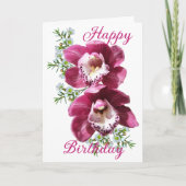 Belle Orchidée d'hiver rose profond Carte d'annive (Devant)