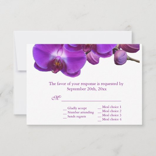 Belle orchidée violet fleurs mariage RSVP (Devant)