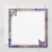 Belle Papillon Violet et Fleurs Carte Blanche (Dos)