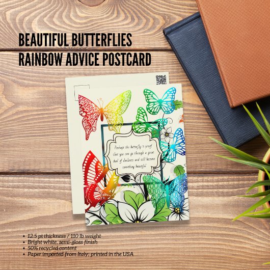Belle Papillons Rainbow Conseils Carte postale