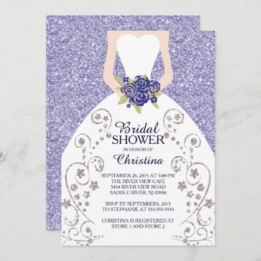 Belle Parties scintillant de mariée Invitation de  (Devant / Derrière)