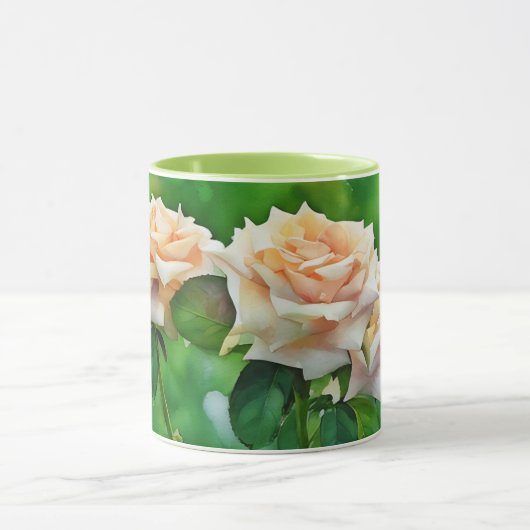 Belle Peach Orange Rose Art Mug Cup (Centre)