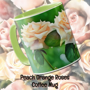 Belle Peach Orange Rose Art Mug Cup