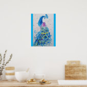 Belle Peacock Aquarelle Peinture Art Poster (Cuisine)