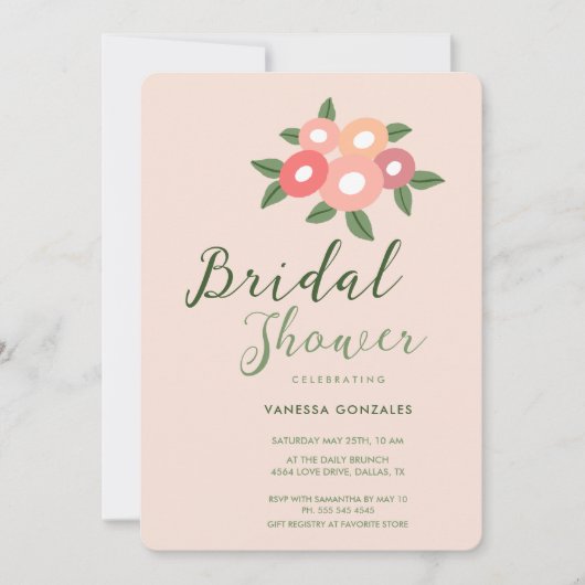 Belle Pêche Moderne Douche nuptiale Invitation (Devant)