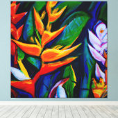 Belle peinture à fleurs tropicales art toile pri (Insitu (Plancher de Bois))