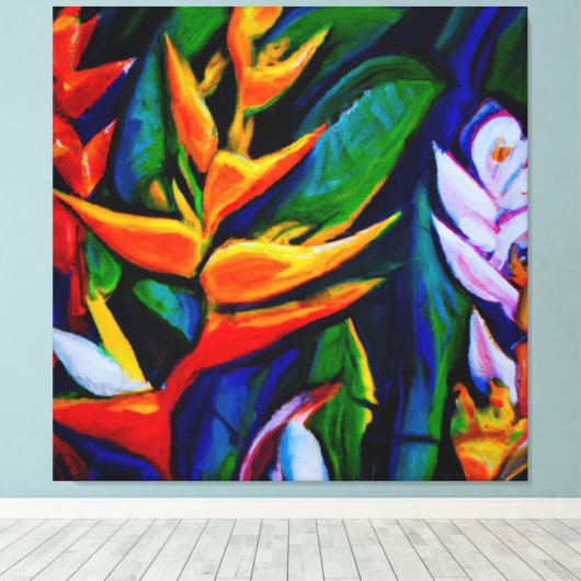 Belle peinture à fleurs tropicales art toile pri (Insitu (Plancher de Bois))