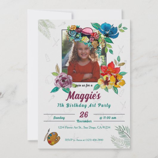 Belle peinture d'art Invitation pour la fête d'ann (Devant)