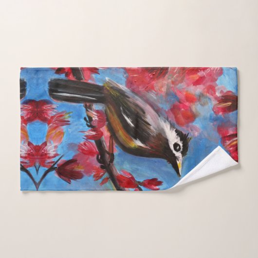 Belle peinture de printemps d'oiseaux (Serviette à main)