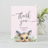 Belle Petite Cerf Rose Carte de remerciements neig (Debout devant)