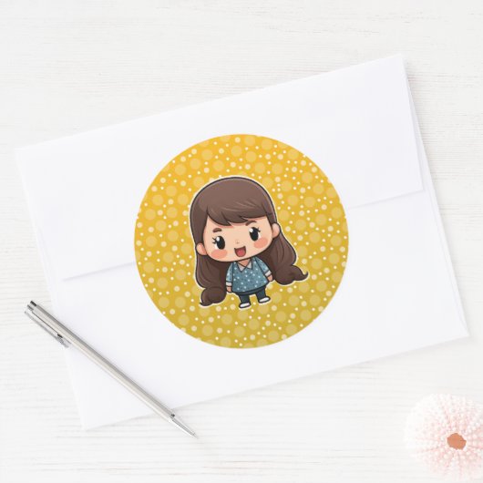 Belle petite fille autocollant (Enveloppe)