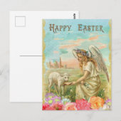 Belle photo ancienne de la carte de Pâques (Devant / Derrière)