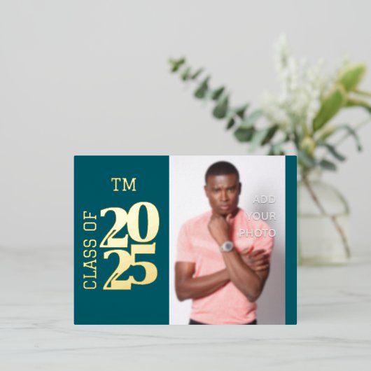 Belle Photo Graduation Foil Invitation Carte Posta (Debout devant)