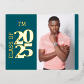 Belle Photo Graduation Foil Invitation Carte Posta (Recto)