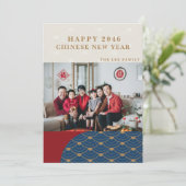 Belle photo moderne Rouge Carte de Nouvel An Chino (Debout devant)