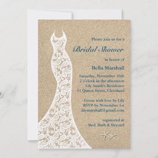 Belle Plage Bridal Shower Invitation Turquoise (Devant)