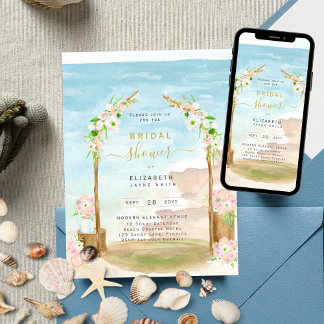 Belle Plage Côtière Douche nuptiale Invitation