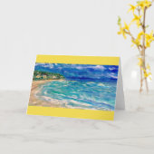 Belle plage hawaïenne sur carte de voeux robuste (Fleur jaune)