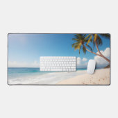 Belle plage Ocean Beach Palm Tree Desk Mat (Clavier et souris)