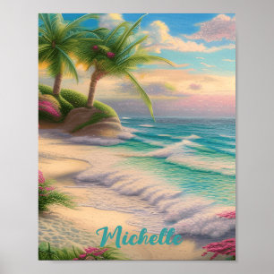Belle plage Ocean Waves Sea Shells Poster