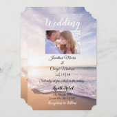 Belle plage Photo invitations de mariage (Devant / Derrière)