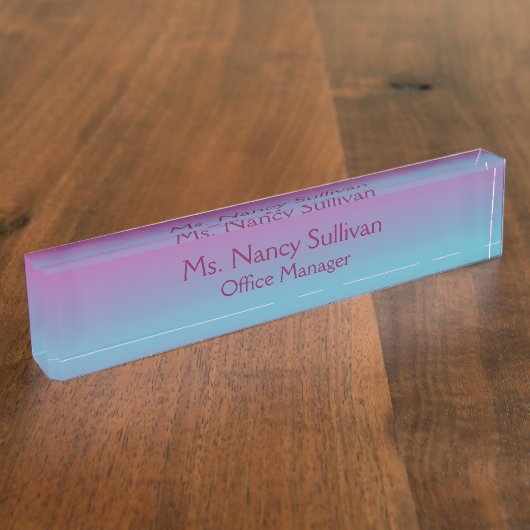 Belle plaque de nom de bureau bleu et violet foncé (Taille)
