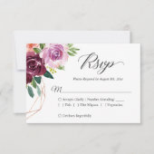 Belle Plum violet de mariage floral RSVP carte (Devant)