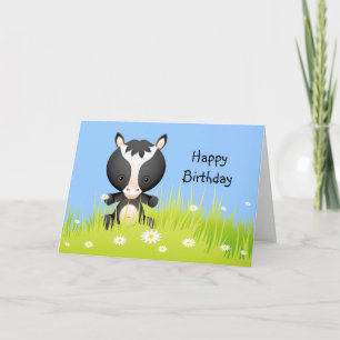 Belle Poney d'anniversaire dans la carte de campag