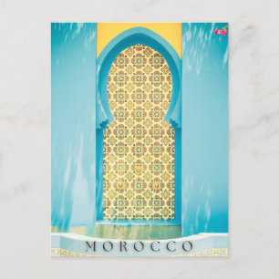 Belle Porte Bleue Marocaine À Marrakech Carte Post