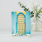Belle Porte Bleue Marocaine À Marrakech Carte Post (Debout devant)