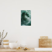 Belle Poster de natation de Dragon Vert et Blanc (Cuisine)