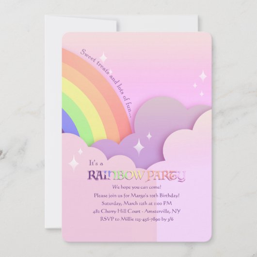 Belle Rainbow Anniversaire Fête Invitation (Devant)