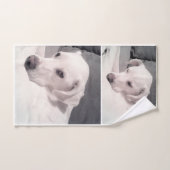 Belle Regal Blanc Labrador Mix Chien Gris Main T (Serviette à main)