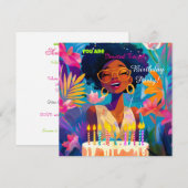 Belle Reine noire Invitation fête d'anniversaire (Devant / Derrière)