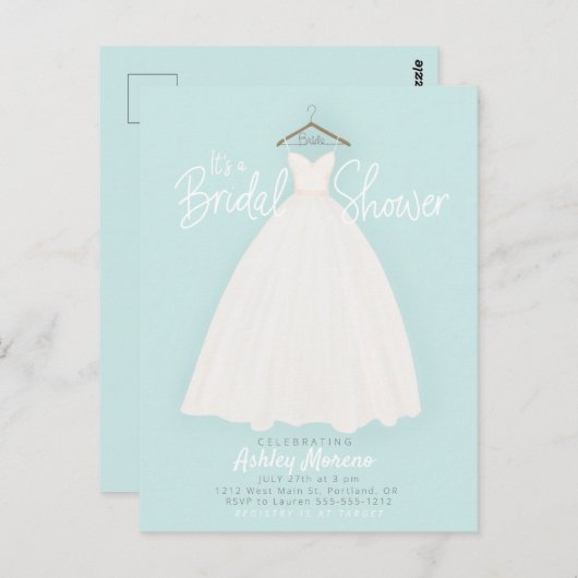 Belle robe Nuptiale/wedding shower Invitation (Devant / Derrière)