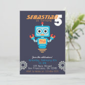 Belle Robot Boys Invitation de fête d'anniversaire (Debout devant)